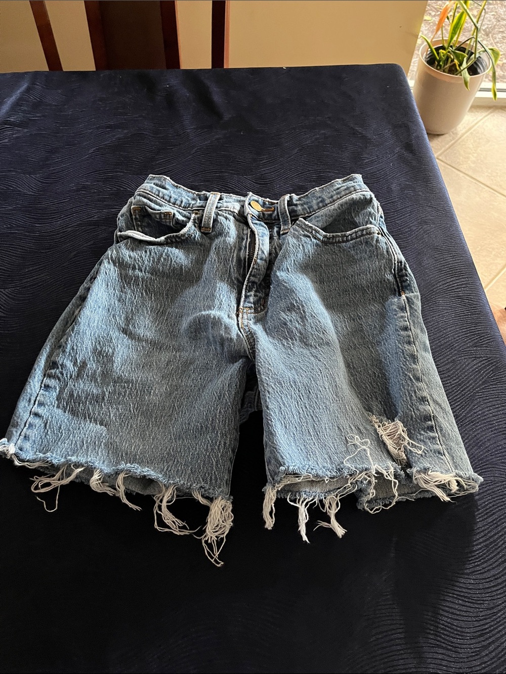 Vintage-Inspired Blue Denim Cutoff Shorts